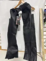 New Victory Motorcycle Chaps Womens S Small Black Leather Riding Adjustable Bike