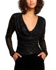 Ramy Brook Leon Beaded Cowlneck Top