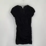 DVF Diane von Furstenberg Erosa black silk ruched dress mini shift chiffon new 8