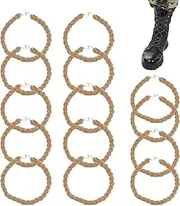 [Laueob] 14PS Elastic Boot Straps Military Leg Straps Blousing Garters with Metal Hooks Boot Blousers Bands Straps Military Cowboy Boots Straps for Army Navy Outdoor Activities, Khaki