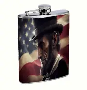 President Abraham Lincoln L1 8oz Stainless Steel Flask Drinking Whiskey Liquor