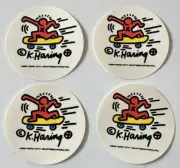(4) 1980s Keith Haring Vintage Graffiti Stickers Clear FUTURA Basquiat Warhol