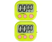 2 Pcs Set Magnetic Digital Timers Countdow Kitchen Timers Sport Alarms Green