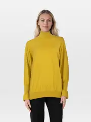 Yellow Cashmere Turtleneck Top