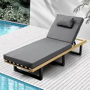 Livsip Sun Lounge with Cushion and Pillow Outdoor Furniture Adjustable Height Day Bed Garden Patio Lounger Chair Grey