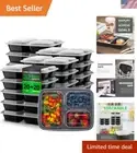 20 Pack - 32oz 3-Compartment Microwave & Dishwasher Safe Meal Prep Containers