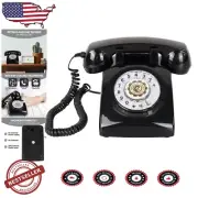 Classic 1960s Style Rotary Phone - Corded Black Phone for Home Decor and Office