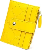 [SUMGOGO] Wallets for Women Small Coin Purse Card Holder Wallet Front Zipper Pocket Mini Slim Bifold Wallets, Yellow, Minimalist