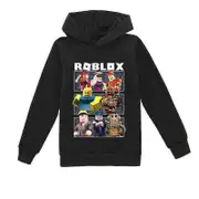Kids Roblox Hoodie Long Sleeve Hooded Sweatshirt Pullover Jumper Top B Black 160cm