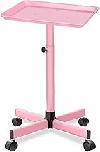LKT COBTAC Salon Tray,Height Adjustable Service Tray,Hair Color Tray with Wheels,Hairstylist Rolling Tray,Pink on Wheels X-Large-pink (SL-012)