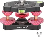 ARTCISE Tripod Head Leveling Base Camera Tripod Head Leveler Stand Aircraft Grade Aluminum Alloy 3 Axis Tri Wheel Head, 3/8” Thread, -5° Precise Angle Adjustment for Macro Panoramic Photography