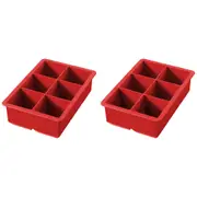 2x Tovolo Silicone King Cube Ice Tray Cubes Mould Kitchen Barware Apple Red