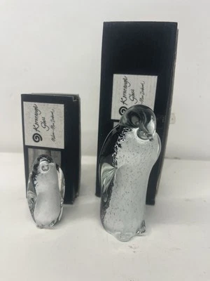 Hand Blown Glass Penguins. Signed. Made In New Zeland