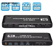 Dual Monitor KVM Switch 2 Monitors KVM switcher with 4 USB Port Plug and Play