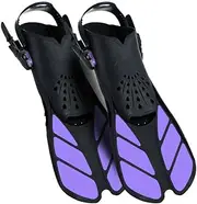 Snorkel Fins, Adjustable Fins Swimming Fins, Unisex Diving Fins for Adults with Mesh Pocket (Purple-L/XL)