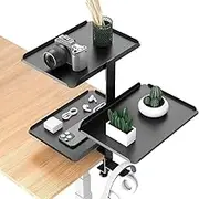 3 Tier StorageTray, Purpose Tray, Multifunctional Tray, Metal Pallet, Adjustable Metal Shelf Organizer,for Desk Gaming Devices, Table Accessories,Easy to Install,Black
