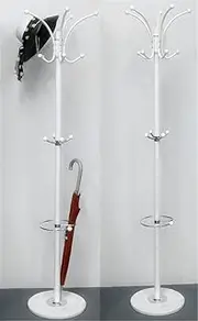 15 Hooks Coat Rack Metal Coat Hat Jacket Bags Hanger Rack Marble Base (White)