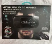 UTOPIA 360 VIRTUAL REALITY 3D VR HEADSET W BLUETOOTH CONTROLLER