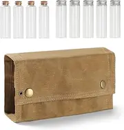 HIKOAN Portable Camping Condiment Bottle Storage Bag Mini Canvas Seasoning Storage Bottle Pouch with 9 Bottle for Outdoor Barbecue Cooking