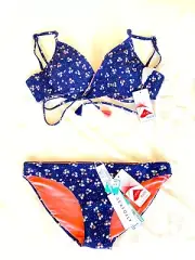 SEAFOLLY REMIX WRAP FRONT BOOSTER BIKINI TOP & HIPSTER BIKINI BOTTOMS SIZE12 NWT
