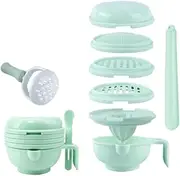 Baby Food Grinder, 8 in 1 Baby Food Mill with Mash Bowl, Hand Masher, Citrus Juicer & Grater, Portable Food Masher Maker for Baby Food