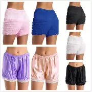 Womens Tiered Ruffle Lace Bloomers Panties Pettipants Boyshorts Rhumba Shorts