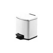 Foot Pedal Tungsten Steel Rubbish Bin Garbage Waste Trash Can Square 9L White