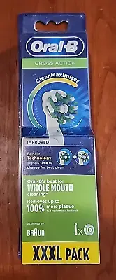 NIP Braun Oral-B Cross Action Clean Maximiser XXXL Pack 10ct Replacement Heads