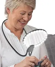 5X Hands Free Magnifying Glass with Light for Close Work,Magnifying Glass for Reading with 24 Ultra-Bright LEDs Light, Neck Wear Large Magnifier for Seniors for Reading Books,Sewing, Cross Stitch.