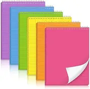 gisgfim 6 Pcs Colorful Top Bound Spiral Notebooks 8-1/2" x 11" College Ruled Aesthetic Legal Pad Steno Pads Colored Paper Assorted Covers Wirebound Notepad for Writing School Office Supplies