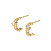 ANYCO Fashion Earrings Gold 925 Sterling Silver Elegant Double Glass Beads Geometric Stud for Women Jewelry