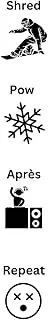 Snowboard Ski Shred Pow Apres Repeat Journal: 6"x9" Notebook Black and White, 120 Blank Lined Pages