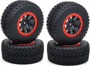 4PCS Replacement Durable RC Tyre Tire Wheel ø110 x 45mm Hex Joint 12mm Compatible with 1/10 Traxxas Slash HPI Redcat HSP ZD Racing Short Course Truck (Red)