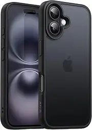 JETech Matte Case for iPhone 16 Plus 6.7-Inch, Shockproof Military Grade Drop Protection, Frosted Translucent Back Phone Cover, Anti-Fingerprint (Black)