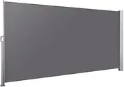 [Instahut] Privacy Screen, 1.4 x 3m Retractable Side Awning Roller Blind Sun Shade Outdoor Blinds Garden Screens Camping Balcony Patio Panel Cafe Canopy Awnings, Steel Frame UV Tear Resistant Grey