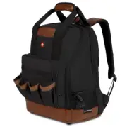 SwissGear Tool Bag Backpack 18.5" with USB Port Fits 15" Laptop Black/Brown Canv