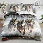 Running Wolf Doona Duvet Cover & Pillowcase Bedding Set Single Double Queen King