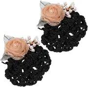 Beaupretty 2pcs Flower Hair Net Clip Decorative Bun Cover Elegant Flower Design for Women and Girls Stable Versatile Hair Accessories for and Daily Wear