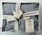 Nido Notte Italy Alpaca Blend Windowpane Throw Gray & White Made in Italy - NEW