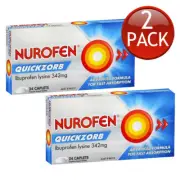 2 x Nurofen Ibuprofen Quickzorb Muscle Pain Headache Migraine Relief 24 Caplets