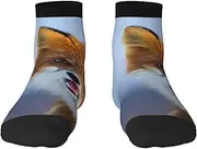 [EdWal] Fox print Men's Moisture Control Crew Socks Socks For Men and Women Gifts For Golf, Hunting, Camping