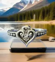 Brighton ALAZAR HEART GLINT Hinged Magnetic Bangle Bracelet MSRP $108 NWT
