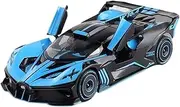 Die Casting 1:24 for Bugatti Fire Meteor Supercar Alloy Car Models Simulation Sound and Light Pull Back Car Miniature Vehicle Model Presents Ornaments(Blue)