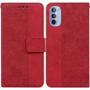 For Motorola Moto G31 / G41 Geometric Embossed Leather Phone Case Red