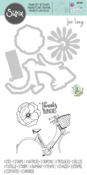 Sizzix Thankful Bicycle Framelits Die Set with Stamps