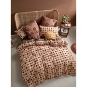 Linen House Haze Pecan Home/Bedroom Cotton Quilt Cover Set with Pillowcase