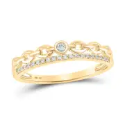 10kt Yellow Gold Womens Round Diamond Rolo Link Stackable Band Ring 1/12 Ct