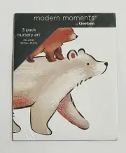 Modern Moments 3 Pack Nursery Art by Gerber For Boy 8x10 Prints Bear Fox Saying