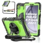 Case for Samsung Galaxy Tab A9 Case 8.7" [with Tempered Glass Green & Black