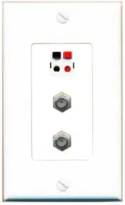 3 Port 1 Gang Jack Face Cover Cable Plastic 2 COAX SPEAKER Wall Plate